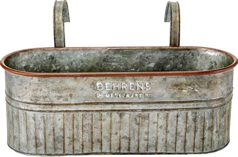 behrens 16 in. aged galvanized steel hanging planter box m19hp1|Behrens M19HP1 Garden Planter, 9.9 in W, 16 in D, Steel, Aged.